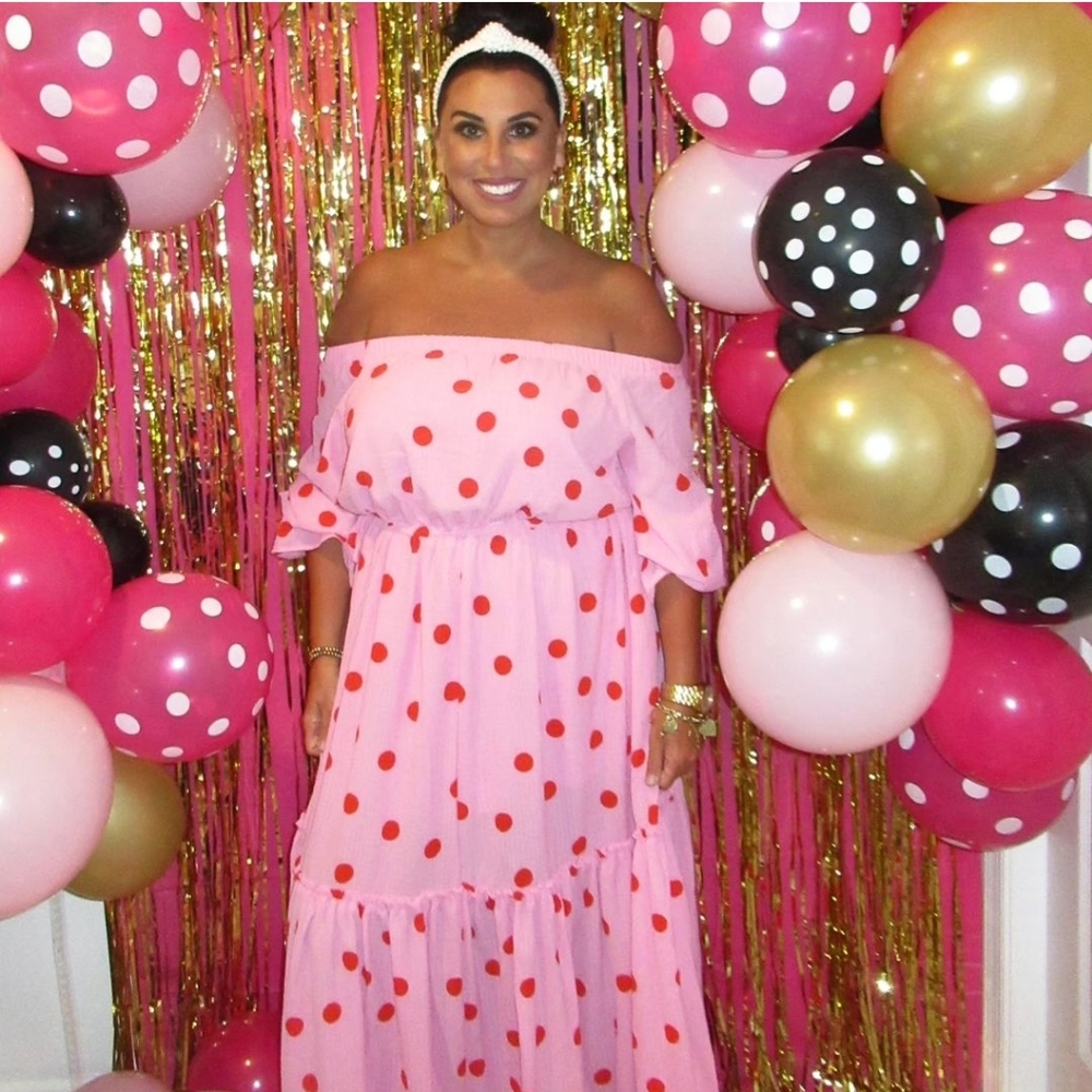 Pink polka dot maxi